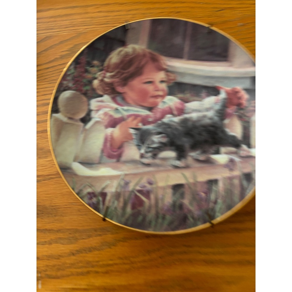 1986 Hamilton Collection Lead Us Not Plate Abbie Williams Lords Prayer Kitten